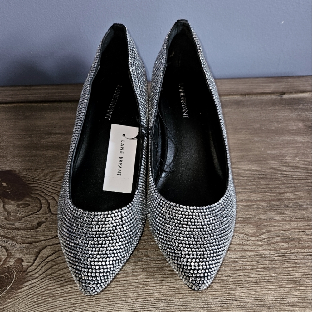 NWT Lane Bryant Silver Rhinestone Block Heel